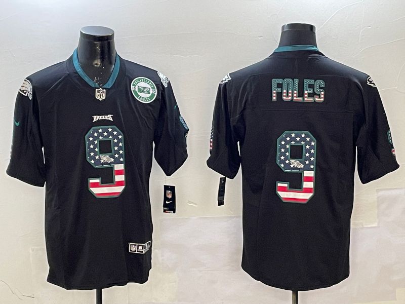 Men Philadelphia Eagles #9 Foles Black National Flag 2025 Nike Limited NFL Jersey style 2112